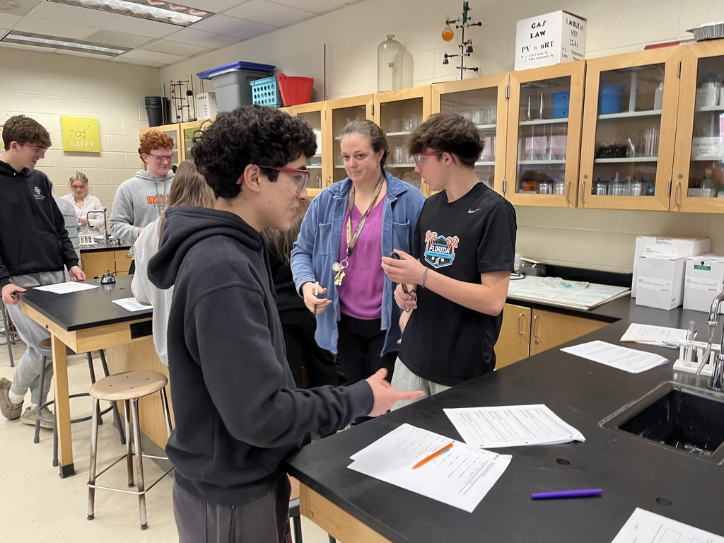 Students in chemistry class test chemical reactions.