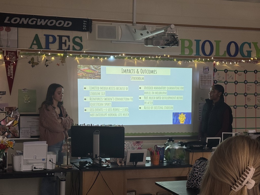 Students give presentations on the environmental impact the Olympics have on the host country.