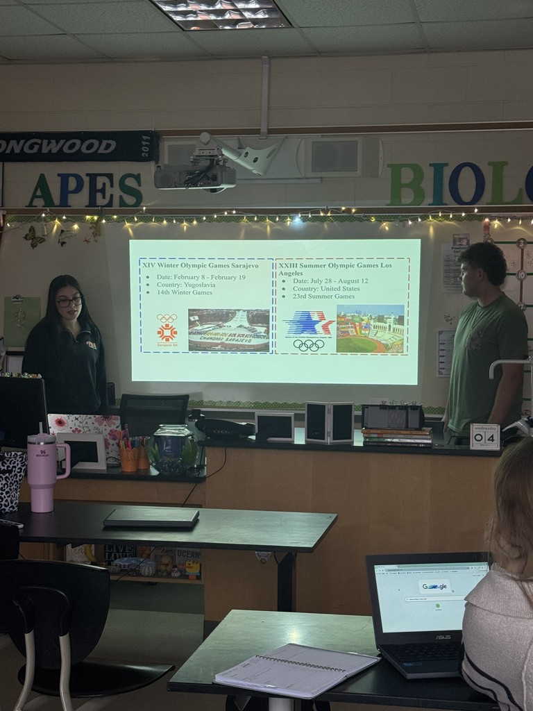 Students give presentations on the environmental impact the Olympics have on the host country.