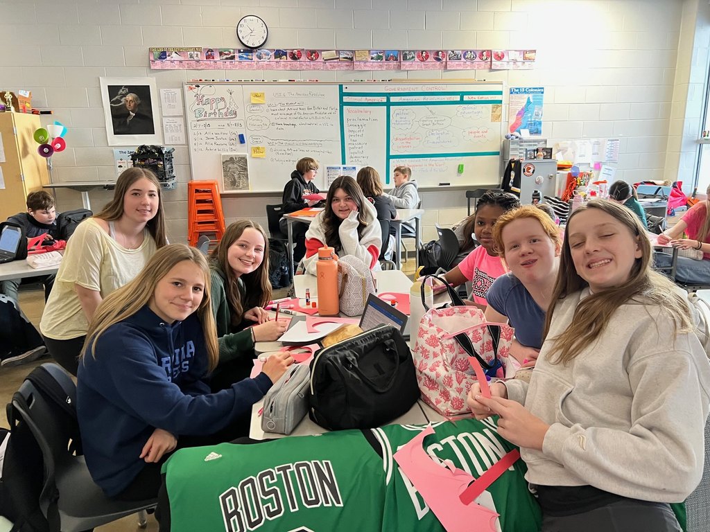 Students make valentines for veterans.
