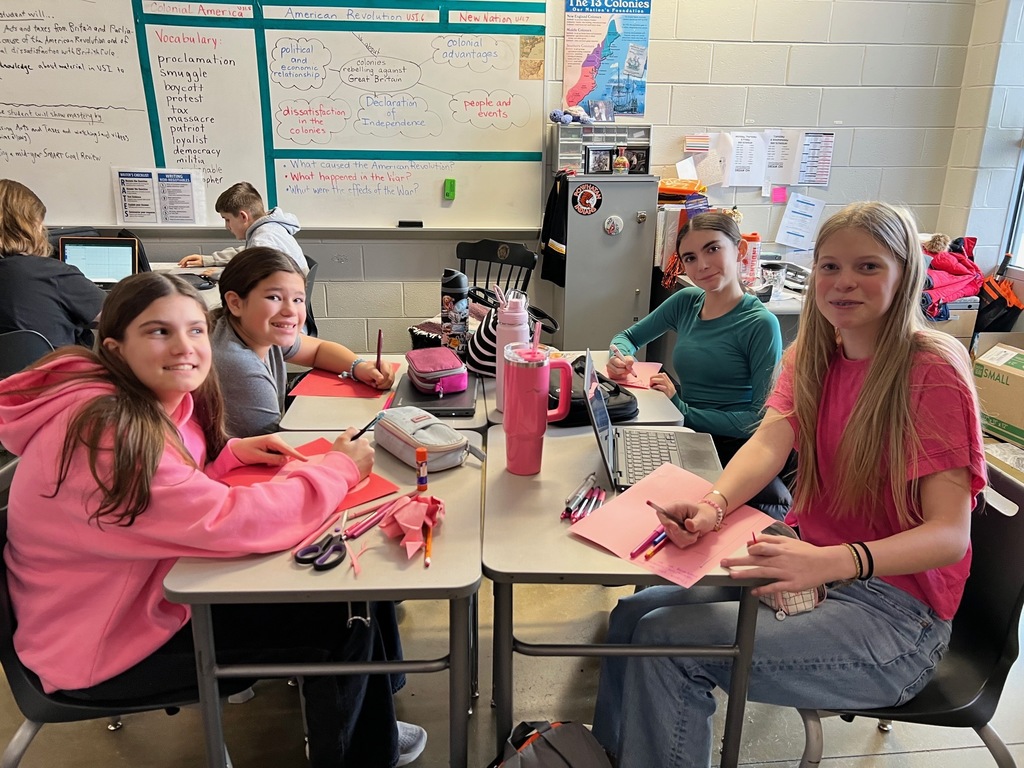Students make valentines for veterans.