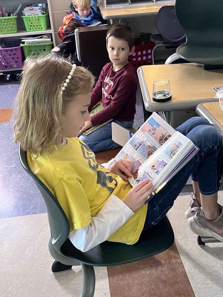 Children  read during the drop everything and read morning routine.