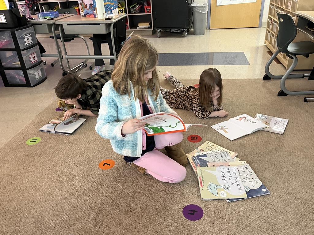 Children  read during the drop everything and read morning routine.
