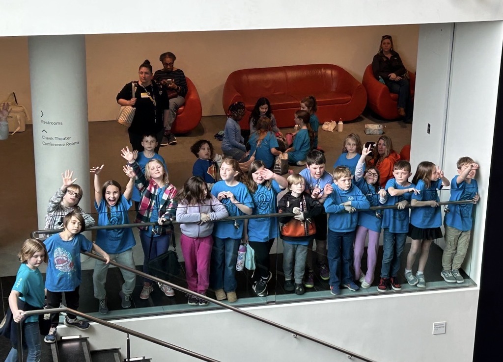 A group of students pose for a photo at the Virginia Museum of Fine Arts.