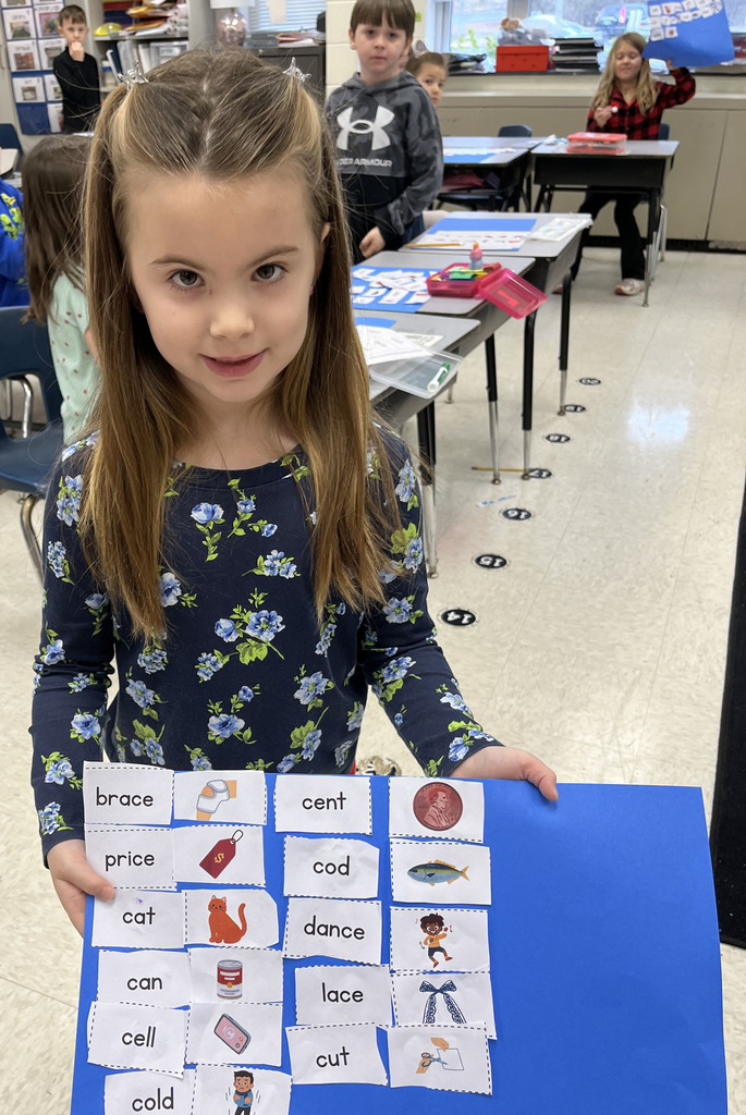 Students work on a word sort tied to the soft c.