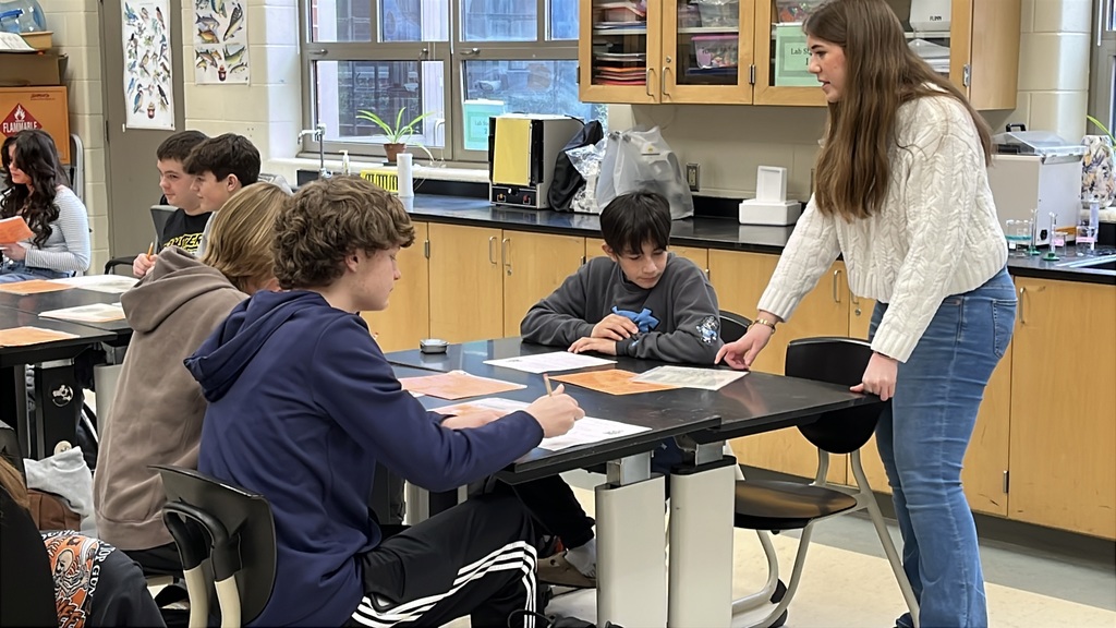 A senior participating in a Teacher for a Day activity teaches a lesson to fellow students.
