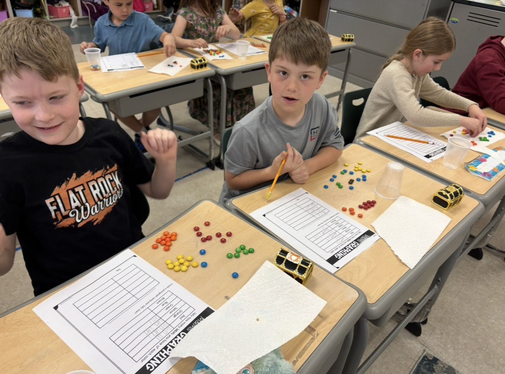 Students use M&Ms to practice their skills collecting and recording data.