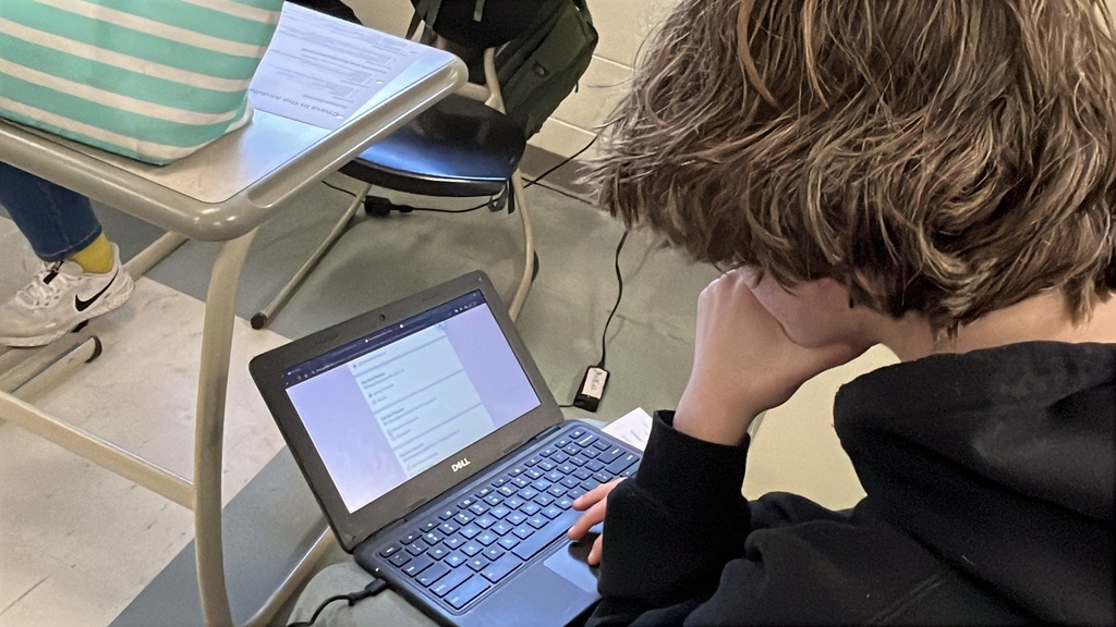 A student votes in a March Madness-themed history project.