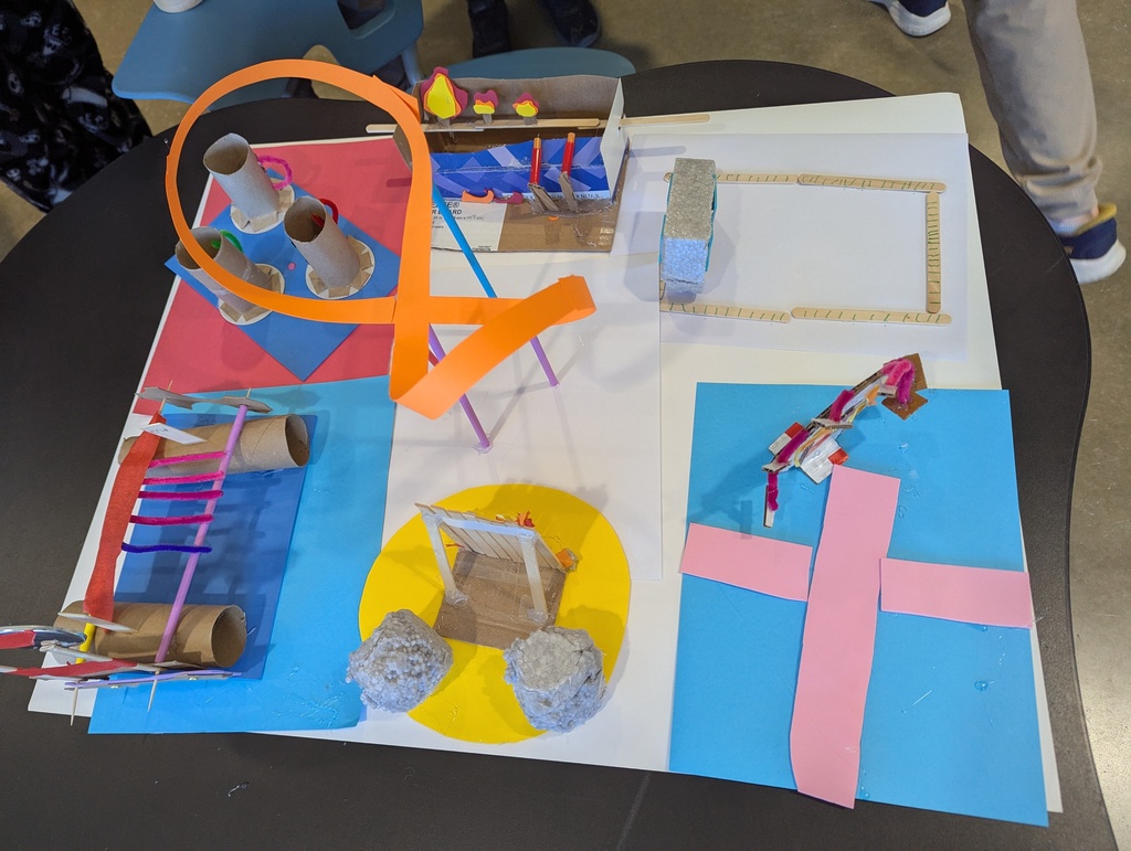 A photo of roller coasters made by students in the Innovation Lab. 