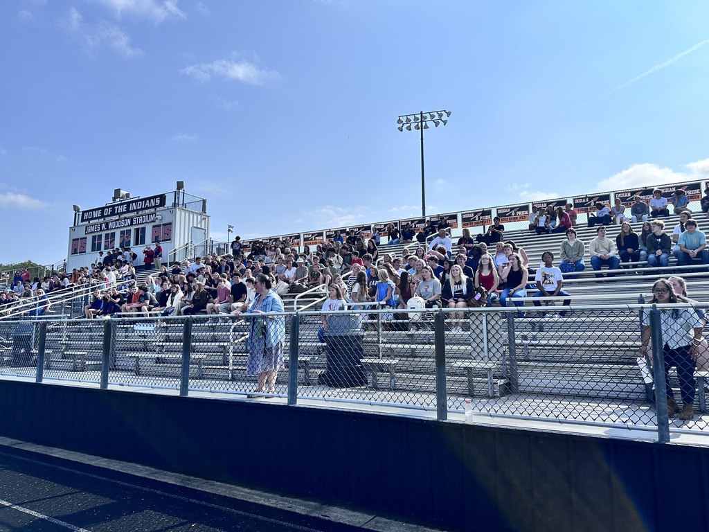 High school students sit and watch during a 9/11  remembrance ceremony held at the high school. 