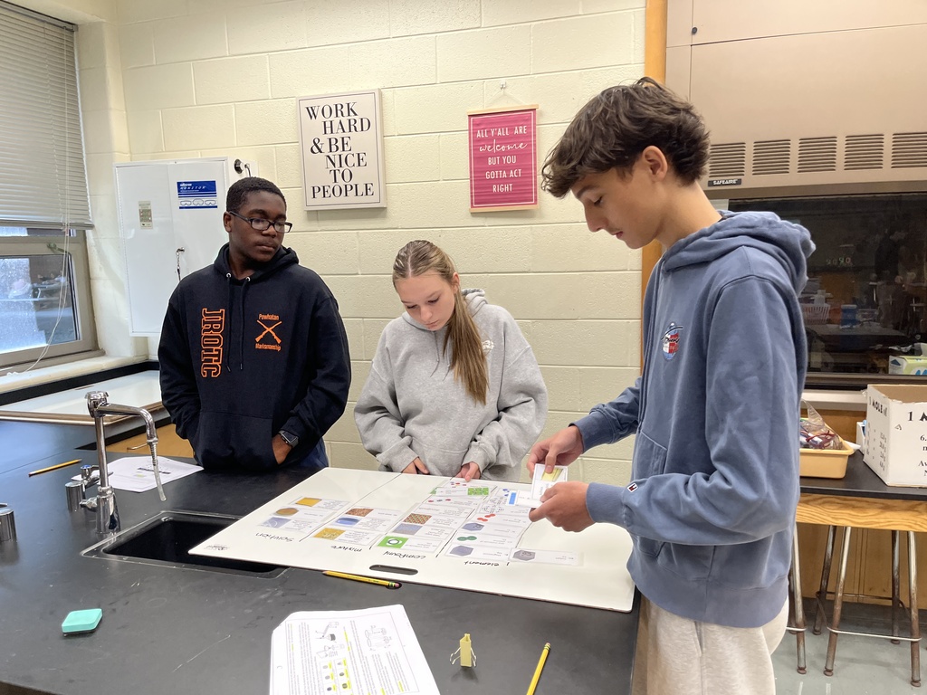 Chemistry students participate in a station exercise where they practice classifying the different types of matter. 