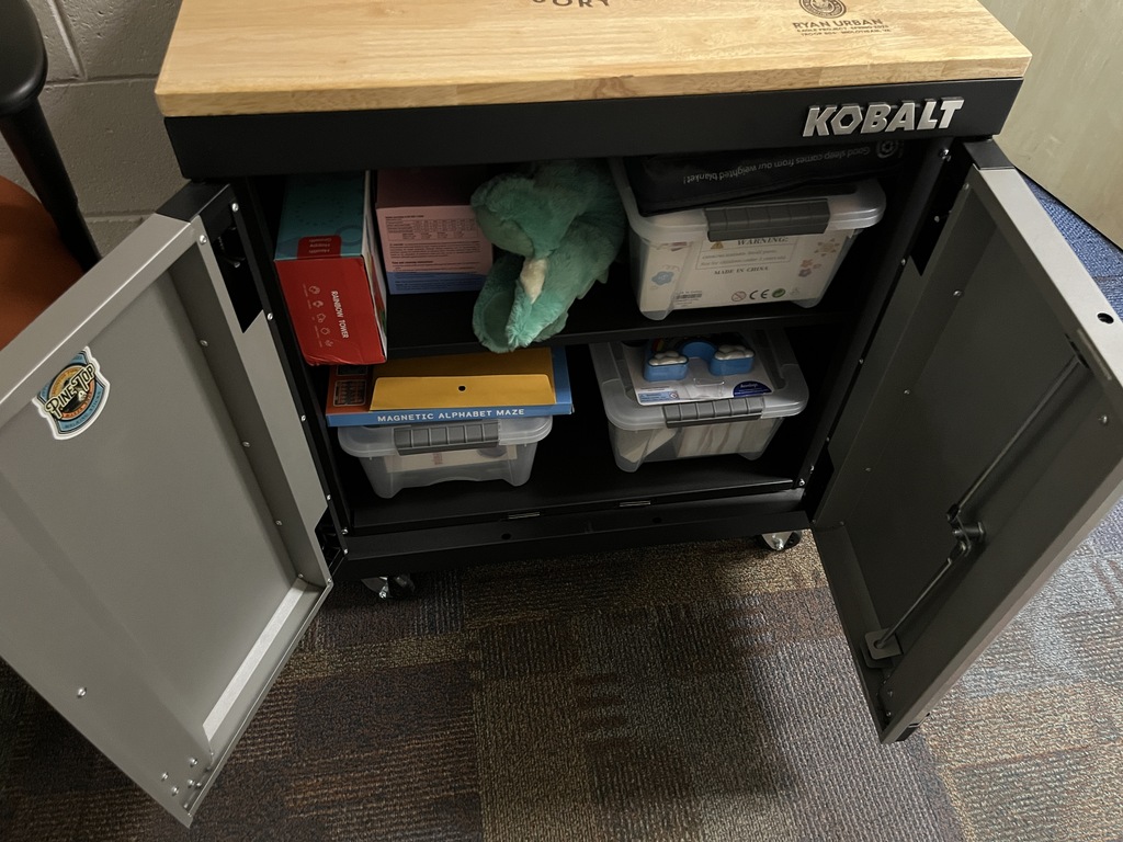 Inside view of a sensory cart an Eagle Scout donated.