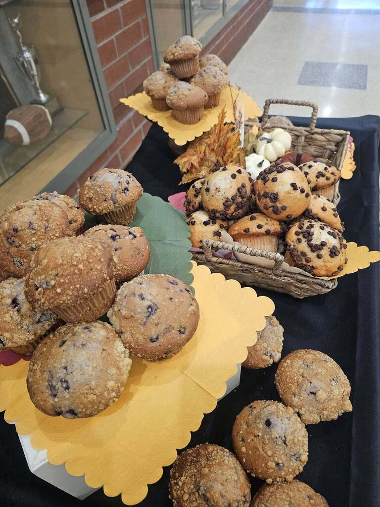 Treats for staff members on a rolling cart.