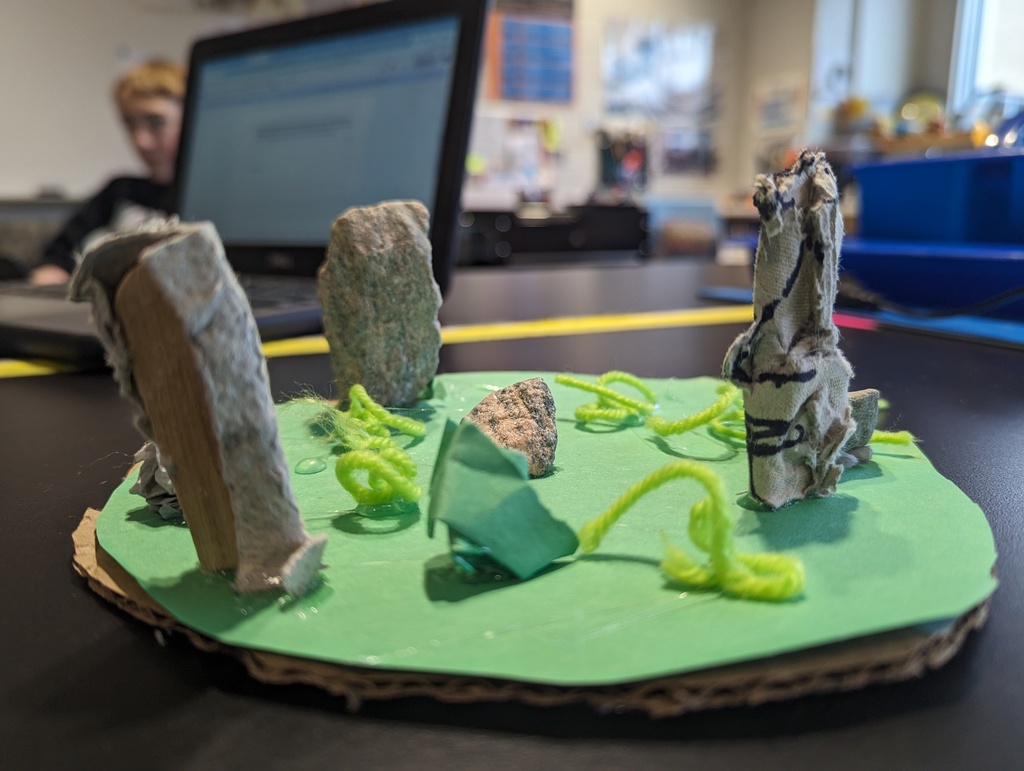 A model of an ancient monument made by students.