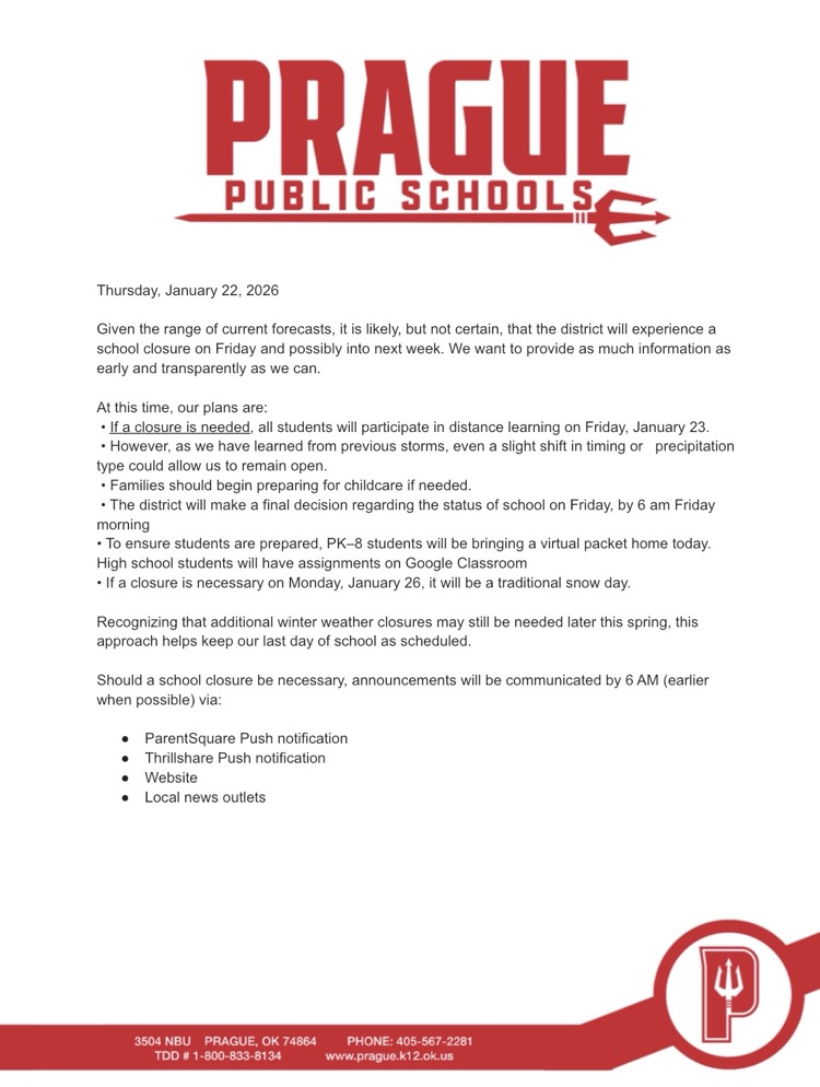 Inclement Weather notification