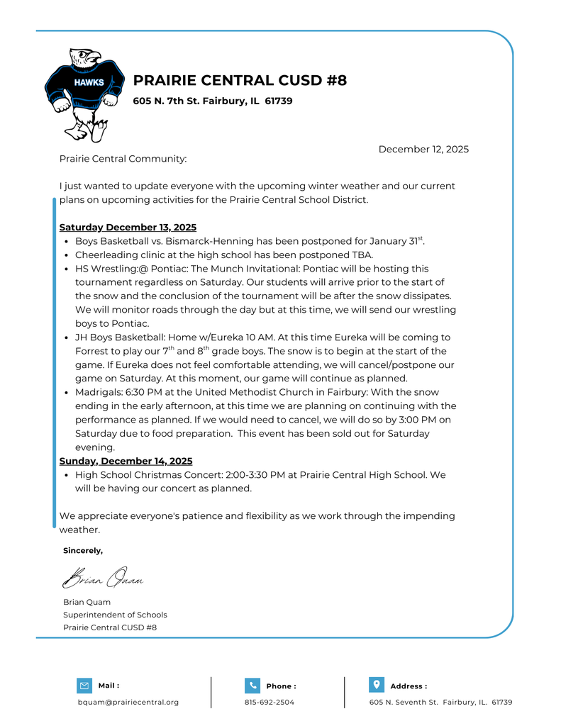 Weekend Weather/Activity Updates