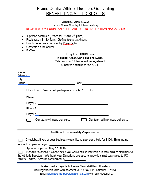 PC Booster Golf Outing