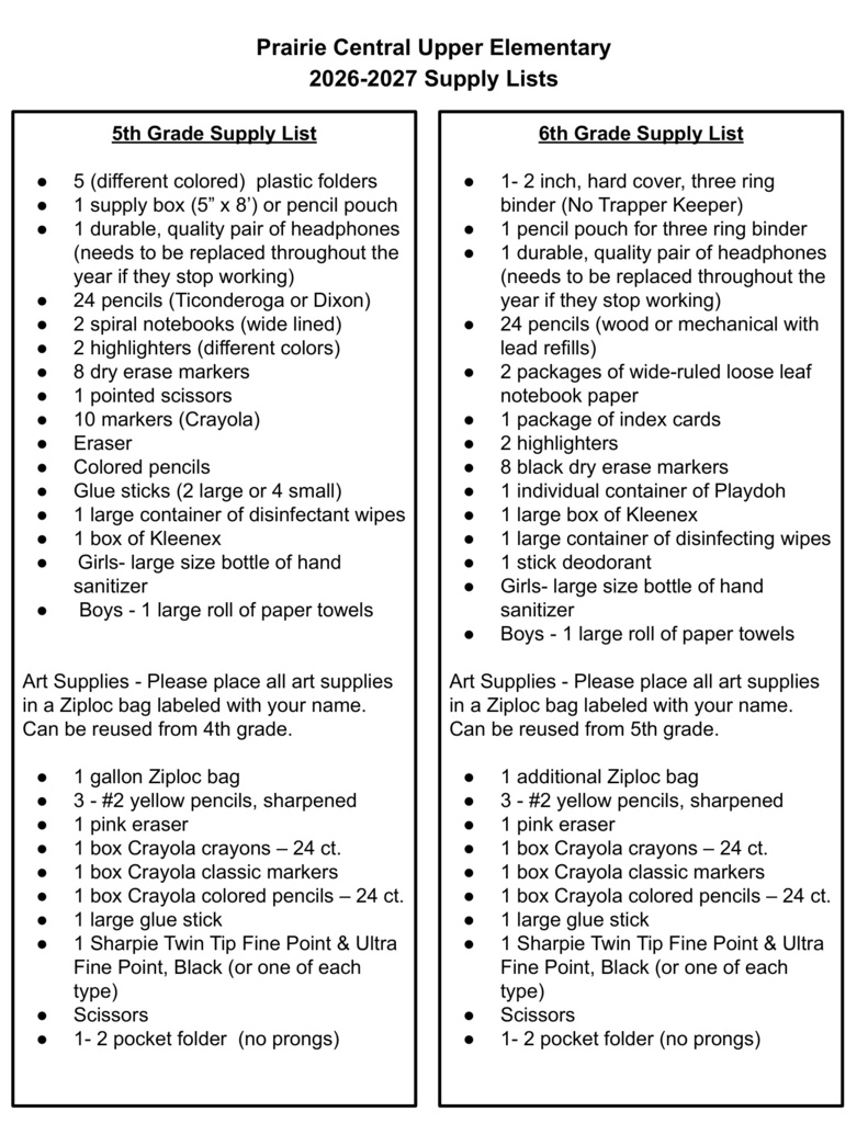 UE Supply List
