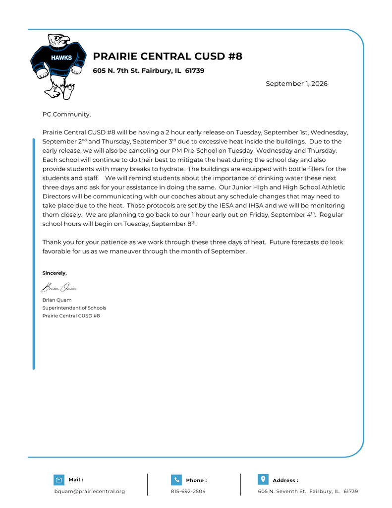 2 Hr Early Out Announcement