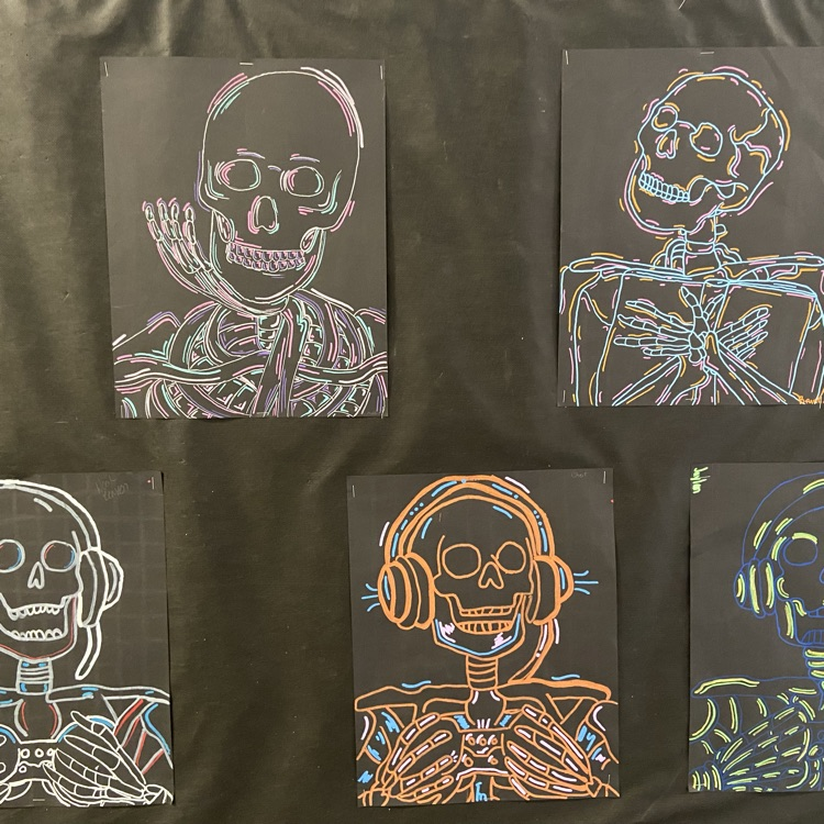 Neon Skeletons by the 10/11 Art Class