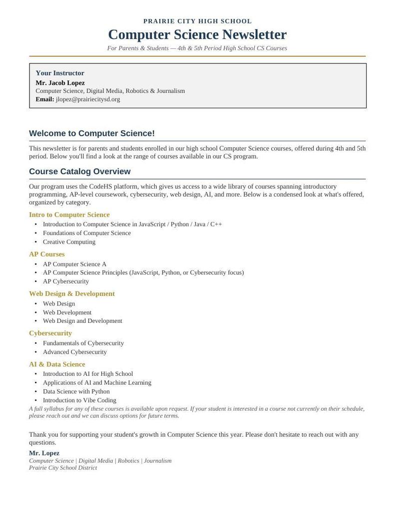 CS newsletter