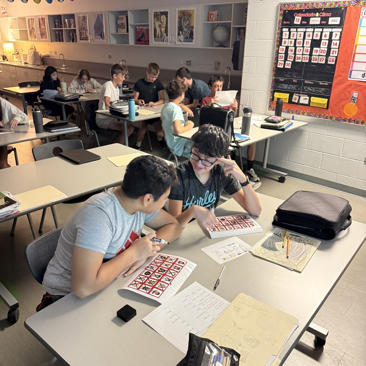 8th graders practicing Spanish physical description vocab and grammar with a round of Guess Who!