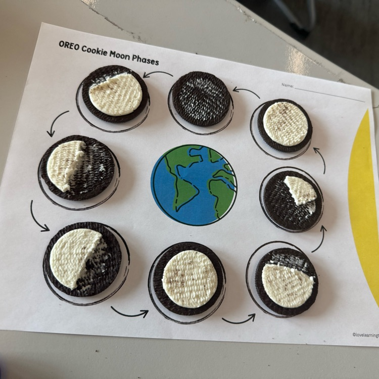 5th grade (Rusin) displayed the moon phases with oreos!!