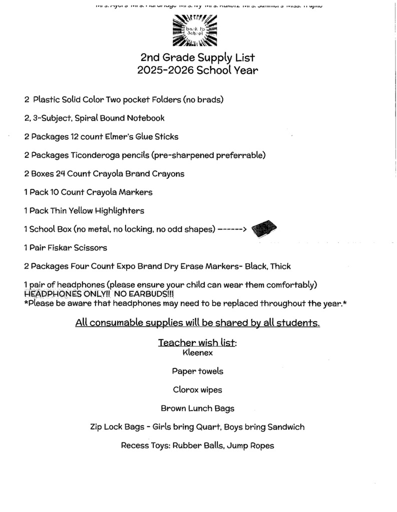 2nd Grade List