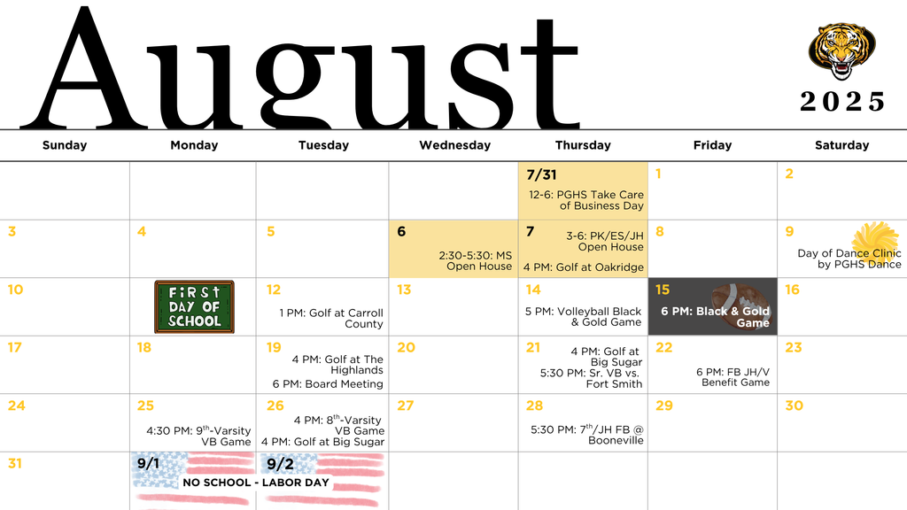 August calendar