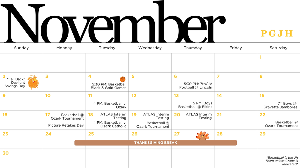 Junior High Calendar