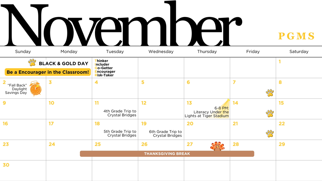 Middle School Calendar