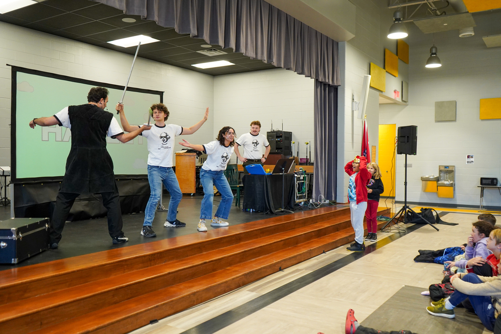 Theater Squared performing for middle school students