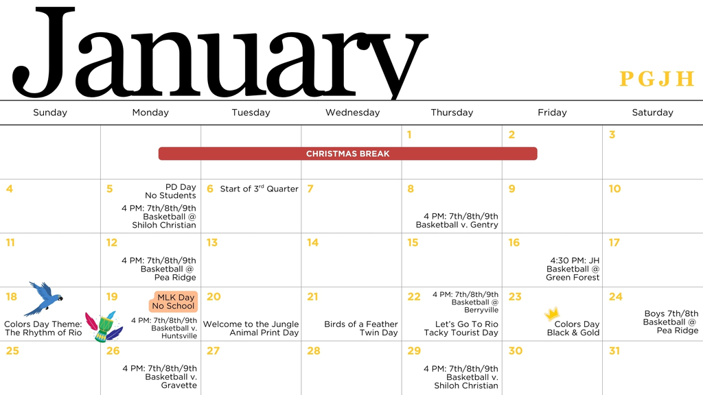 January Calendar