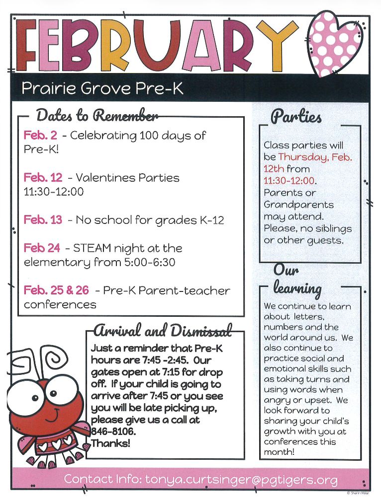 February Newsletter for Preschool 