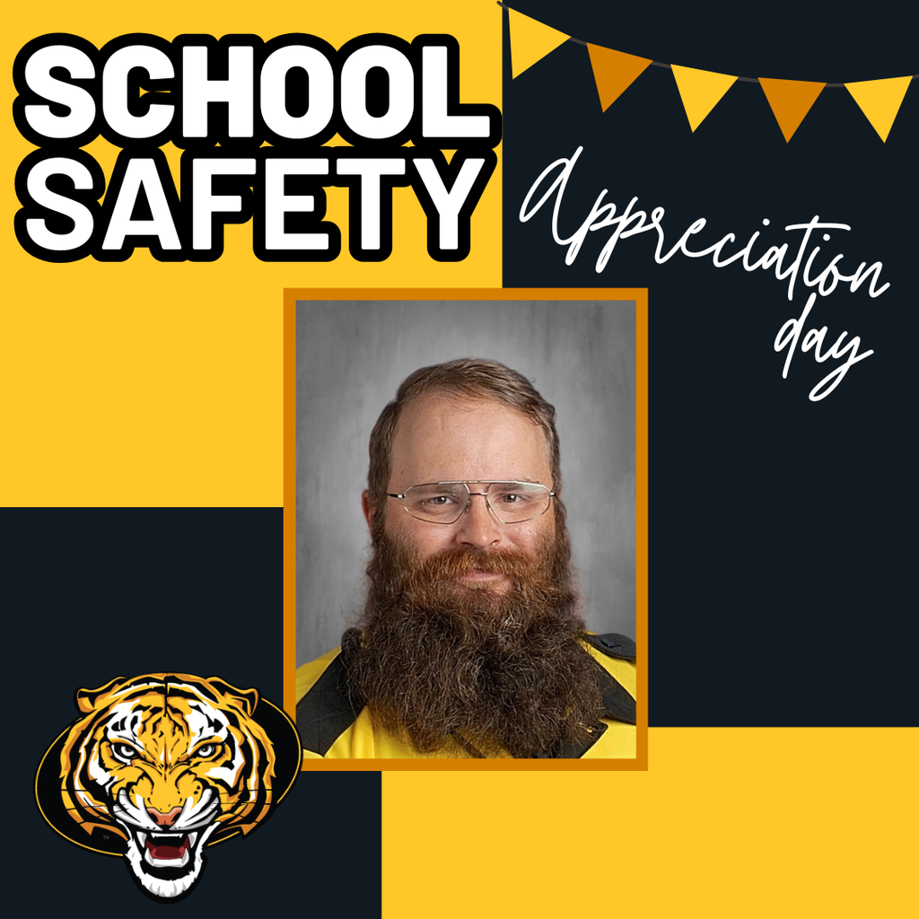 School resource officer appreciation day with a picture of mr.waddell and a tiger logo
