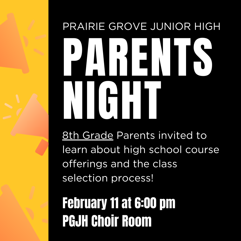 there will be a parent meeting in the junior high choir room at 6 pm for 8th grade parents to learn more about the course selection process. 
