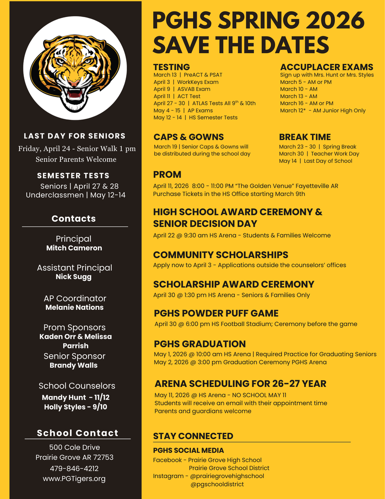 PGHS Save the Dates for spring 2026