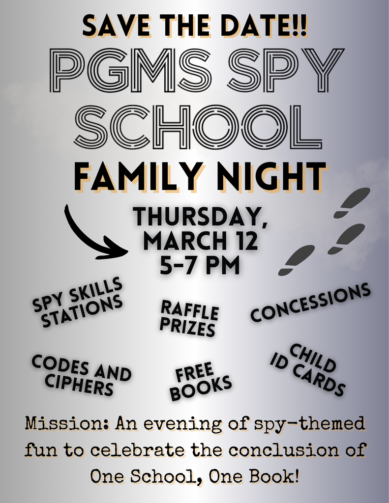 PGMS Spy School Flyer with list of activites
