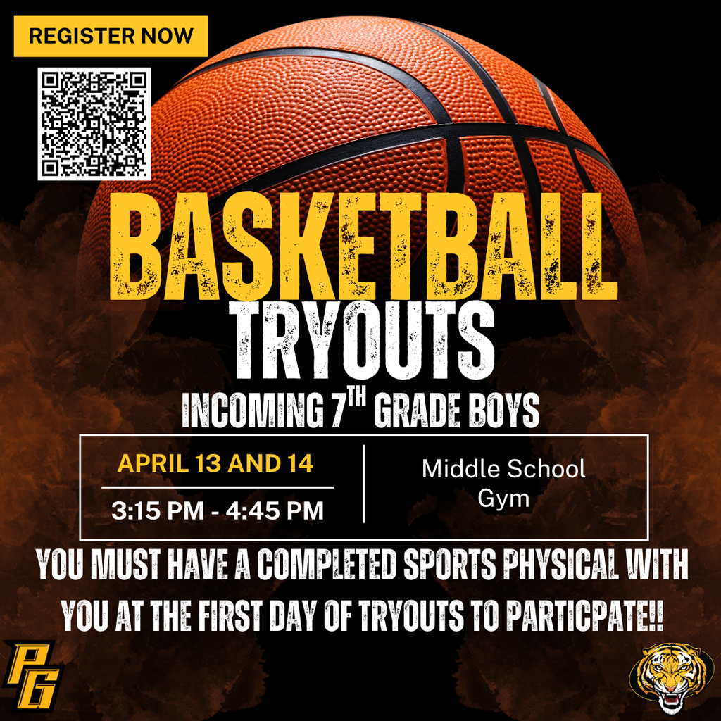 7th Grade Tryouts are coming up on April 13 and 14. You will need a completed sports physical with you at the first day of tryouts to participate.