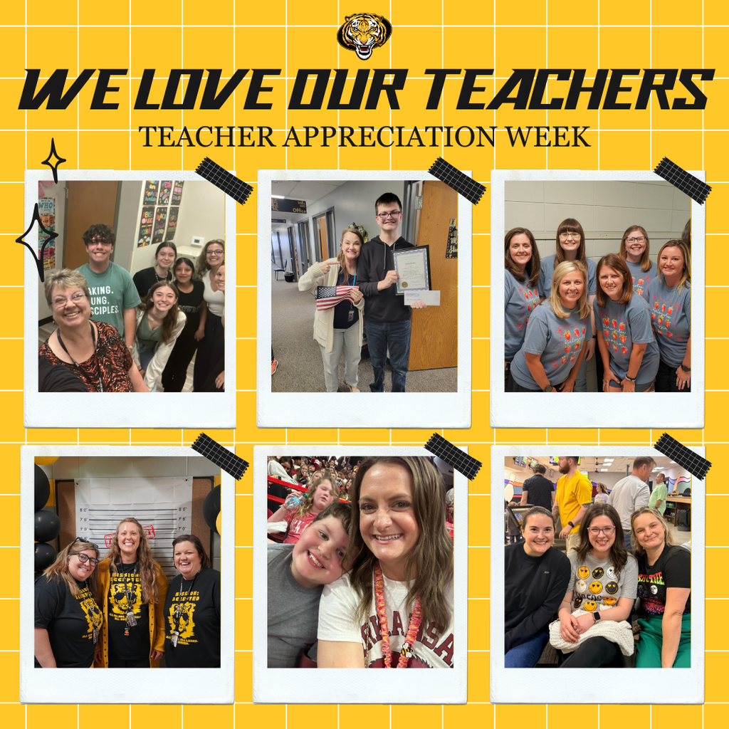 "We love our teachers" various poloroid photos of teachers around the district teaching and having fun