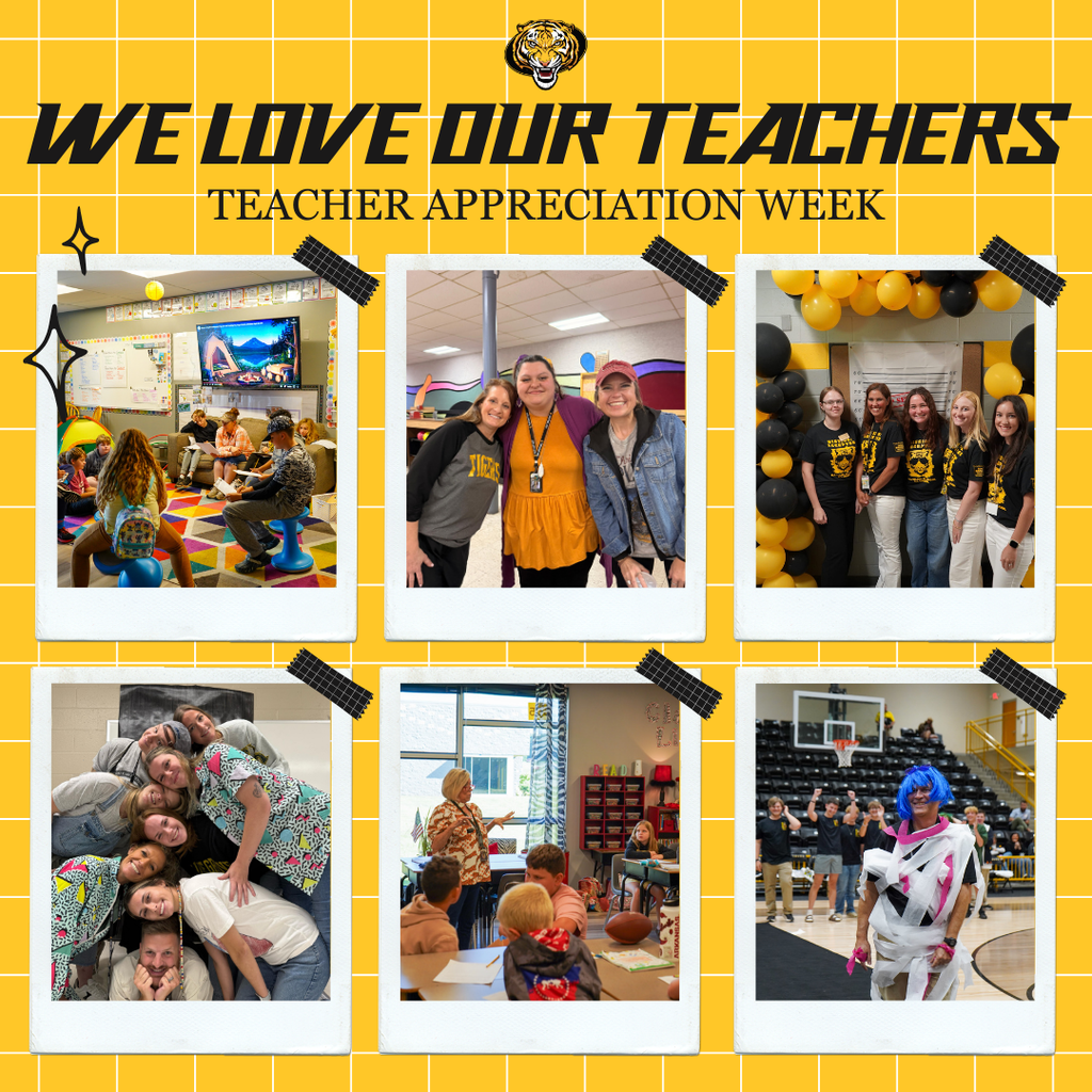 "We love our teachers" various poloroid photos of teachers around the district teaching and having fun