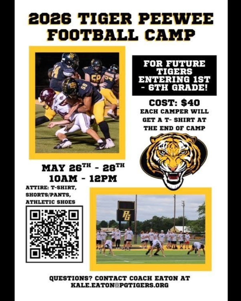 Tiger Peewee Football Camp Flyer