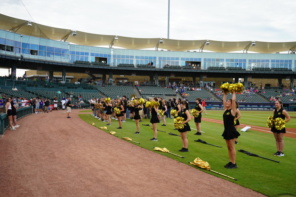 The High School Band Performing Pre-Game