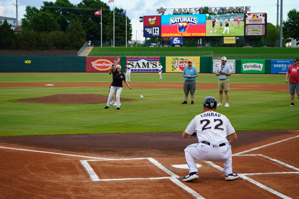 Ann Dunham Throwing The Ceremonial First Pitch