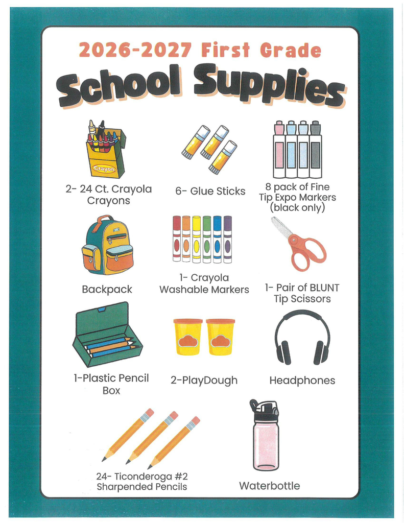 First Grade Supply List