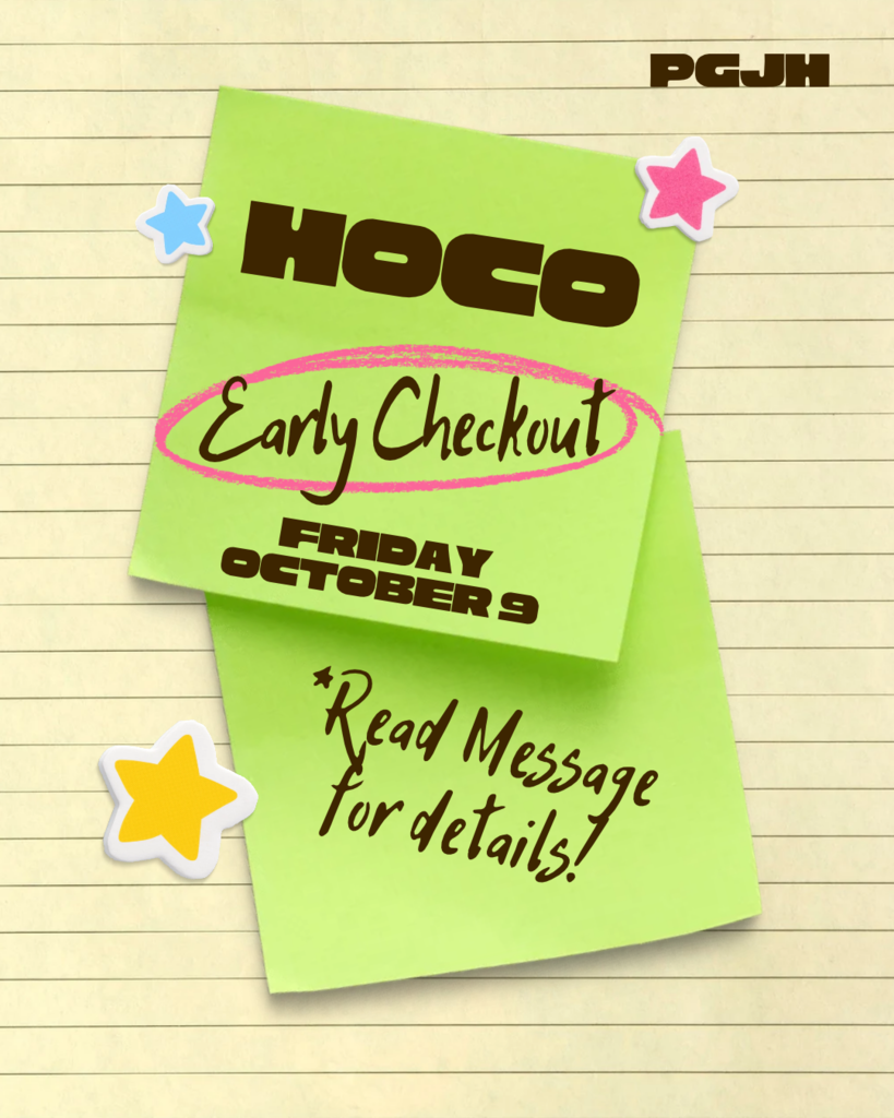 Early checkout rules for HOCO on Friday Oct 9th