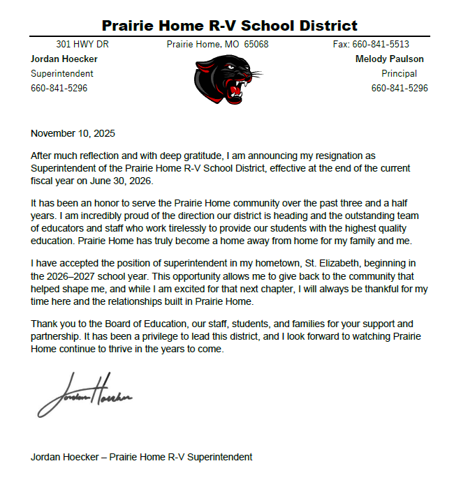 resignation announcement