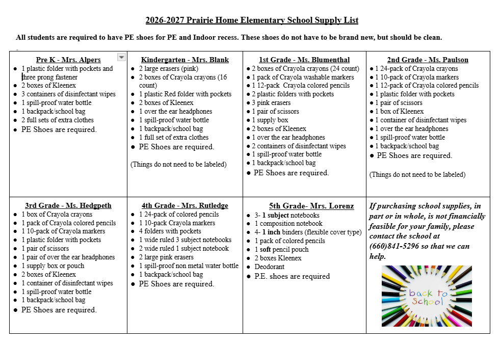 supply list