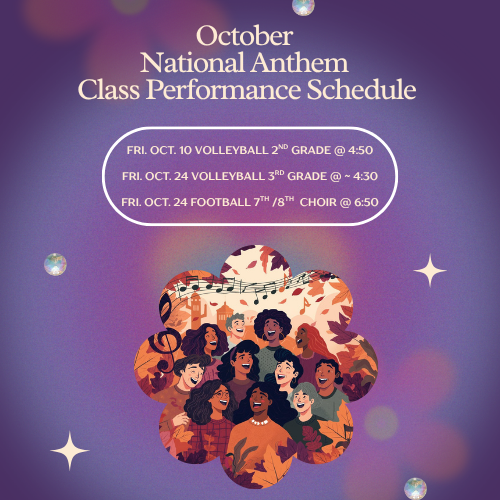 October National Anthem Class Schedule