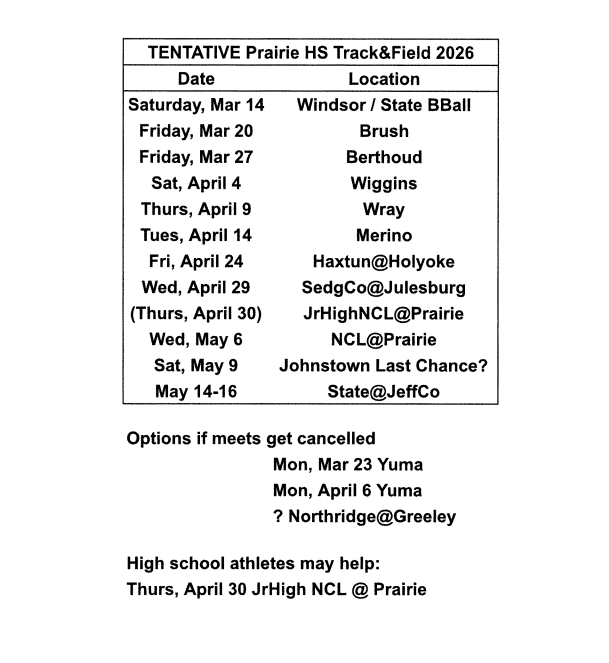 Spring Sports Schedules